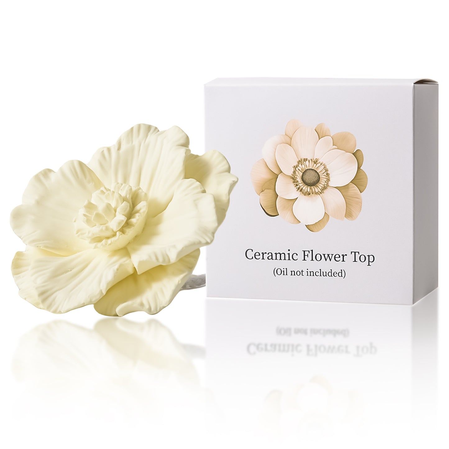 Pretty Valley Home Yellow Ceramic Flower Diffuser Refill – Handcrafted Replacement Head for Home Fragrance Bottles