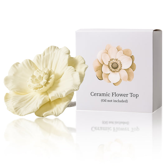 Pretty Valley Home Yellow Ceramic Flower Diffuser Refill – Handcrafted Replacement Head for Home Fragrance Bottles