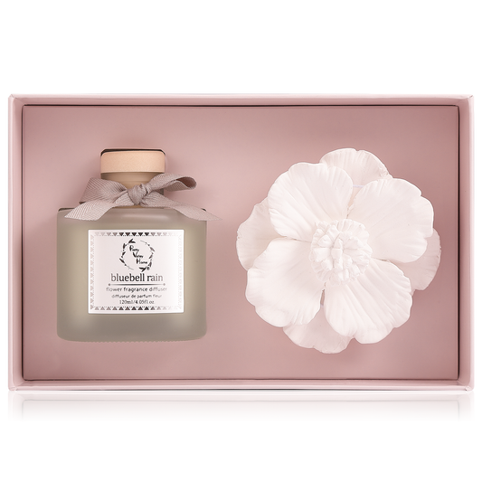 Pretty Valley Home Ceramic Gypsum Flower Diffuser Set Home Fragrance Gift Box Bluebell Rain