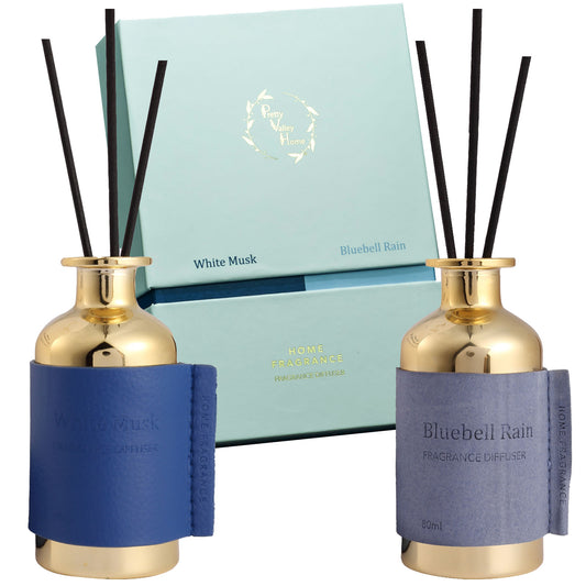 Pretty Valley Home Air Fragrance Reed Diffuser Set White Musk Bluebell Rain Combo