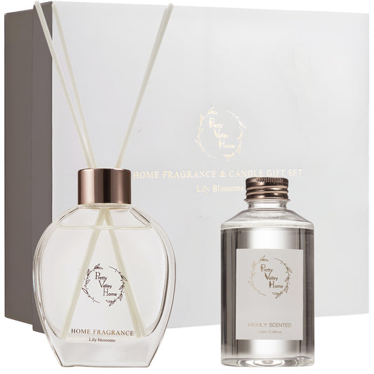 Pretty Valley Home Home Fragrance Diffuser Amber Allure & Candle Gift Box Set