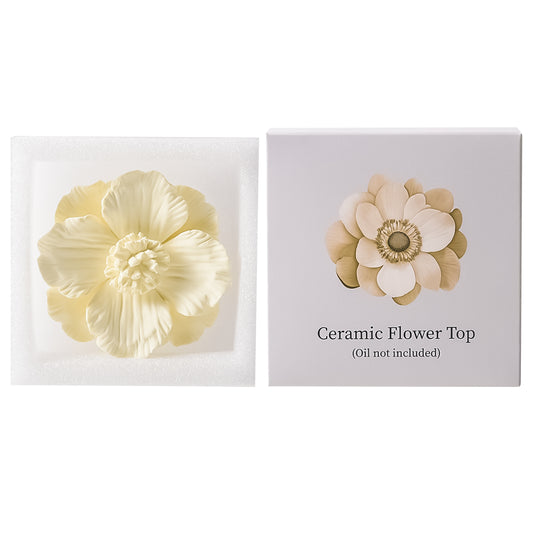 Pretty Valley Home Yellow Ceramic Flower Diffuser Refill – Handcrafted Replacement Head for Home Fragrance Bottles