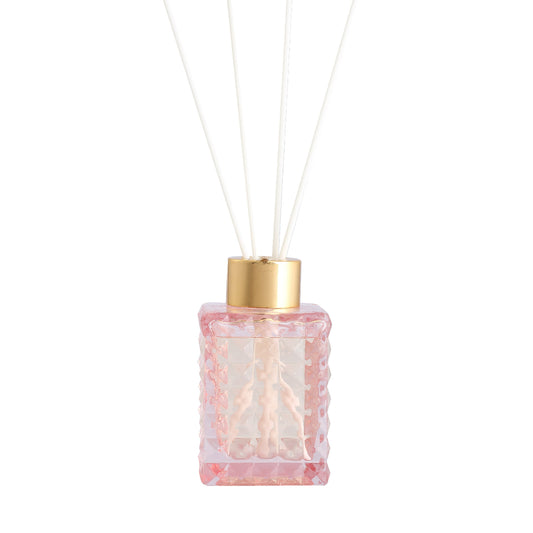 Pretty Valley Home Elegant Cut Glass Pink Reed Diffuser Gardenia 100ml