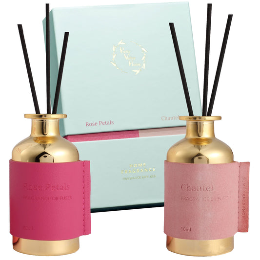 Pretty Valley Home Reed Fragrance Diffuser Set Rose Petals Chantel Combo