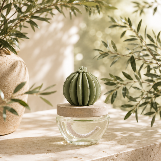 Pretty Valley Home Reed Diffuser Set Ceramic Cactus Fragrance Diffuser- 3.38 fl oz (100 ml), Home Fragrance Reed Diffuser for Bathroom Office Living Room Dining Table Decor-OCEAN BREEZE