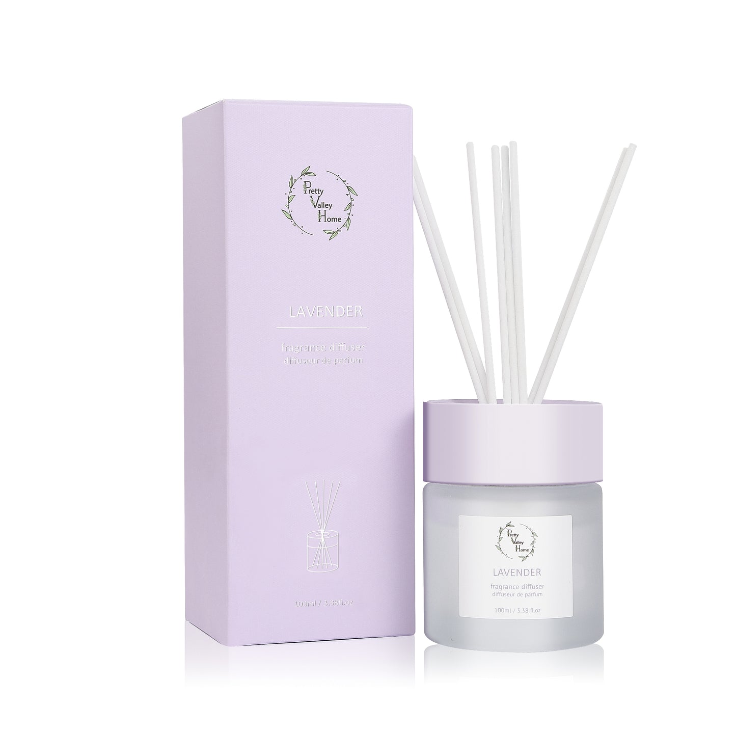 Pretty Valley Home Pastel Reed Diffuser 100ml – Ocean Breeze, Frozen Pear, Peach Oolong, Lavender Home Fragrance Gift Set