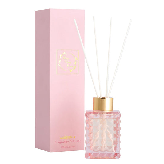 Pretty Valley Home Elegant Cut Glass Pink Reed Diffuser Gardenia 100ml