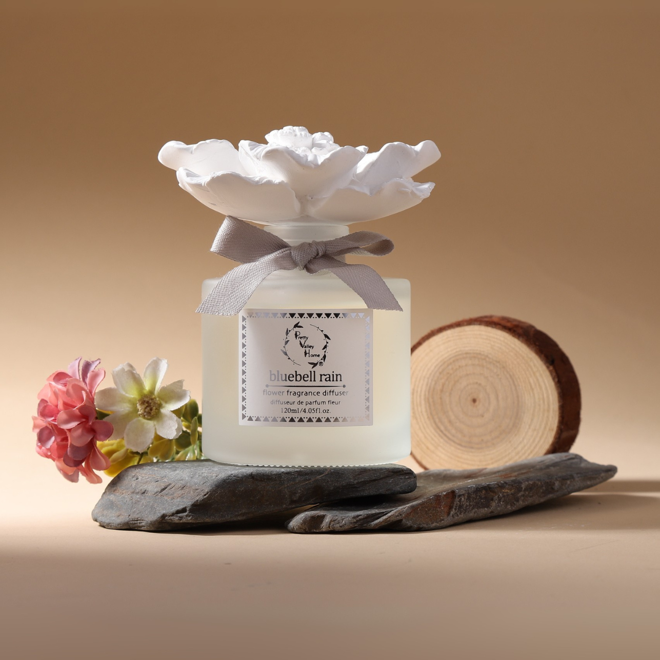 Pretty Valley Home Ceramic Gypsum Flower Diffuser Set Home Fragrance Gift Box Bluebell Rain