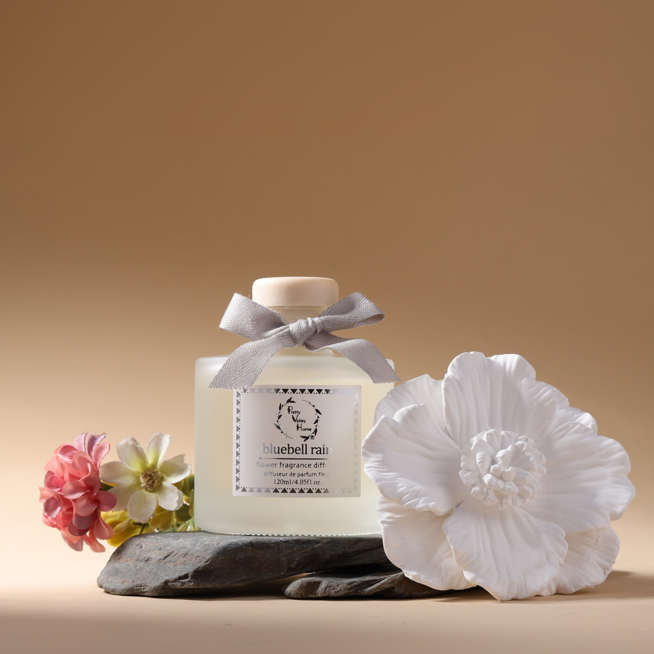 Pretty Valley Home Ceramic Gypsum Flower Diffuser Set Home Fragrance Gift Box Bluebell Rain