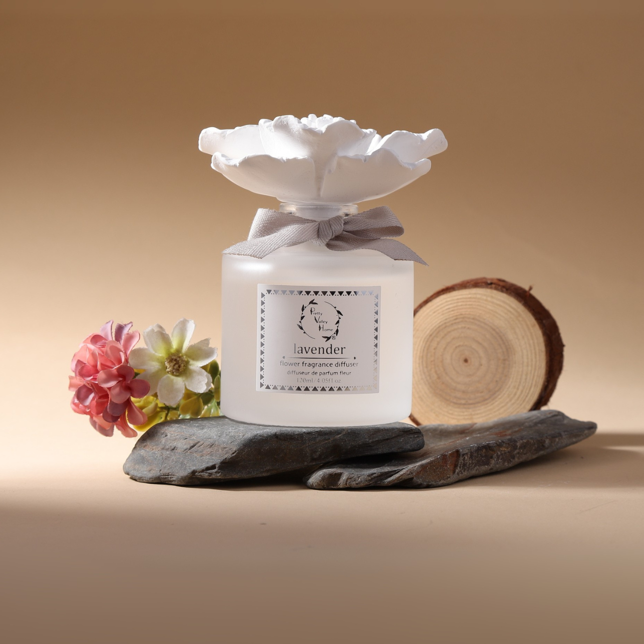 Pretty Valley Home Ceramic Gypsum Flower Diffuser Set Home Fragrance Gift Box Wild Lavender