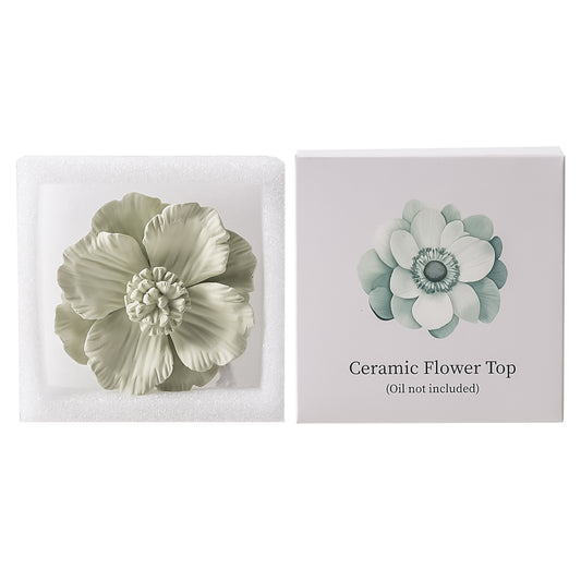 Pretty Valley Home Green Ceramic Flower Diffuser Refill – Handcrafted Replacement Head for Home Fragrance Bottles