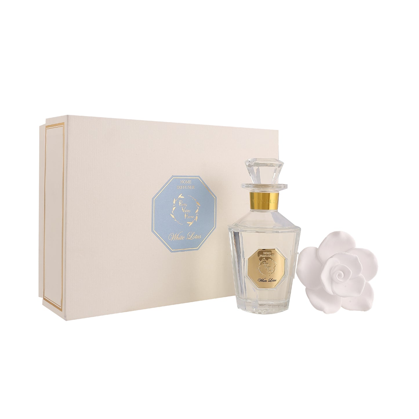 Pretty Valley Home Vintage Rose Ceramic Diffuser - White Lotus