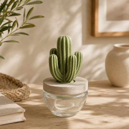 Pretty Valley Home Reed Diffuser Set Ceramic Cactus Fragrance Diffuser- 3.38 fl oz (100 ml), Home Fragrance Reed Diffuser for Bathroom Office Living Room Dining Table Decor-CUTTING GRASS