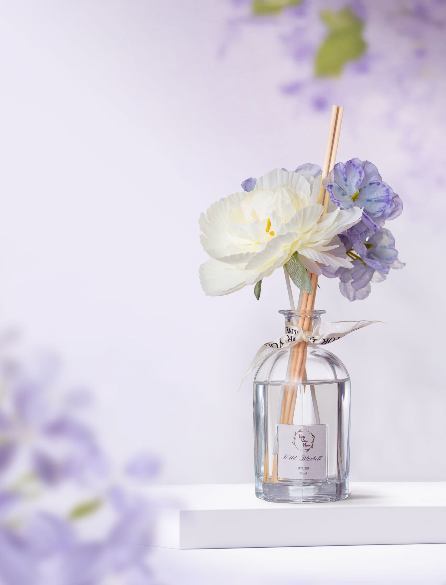 Pretty Valley Home Reed Diffuser Set – Silk Blossom Scent (120ml) | Dried Flowers, Long-Lasting Fragrance, Gift-Ready Home Decor