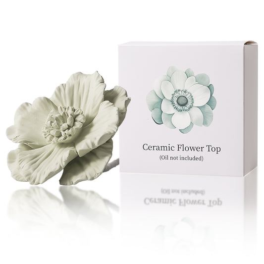 Pretty Valley Home Green Ceramic Flower Diffuser Refill – Handcrafted Replacement Head for Home Fragrance Bottles