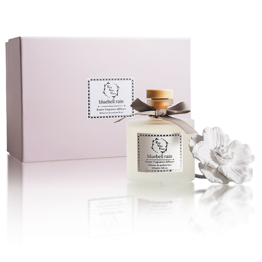 retty Valley Home White Ceramic Flower Diffuser Gift Set – Blue Rain Scent, 200ml Handmade Reed Diffuser & Elegant Home Gift for Her