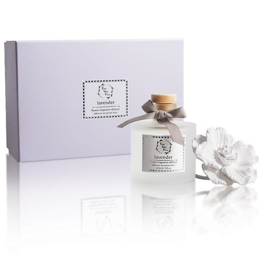 Pretty Valley Home Lavender Ceramic Flower Diffuser Gift Set – 200ml Handcrafted Home Fragrance for Relaxation & Gifting