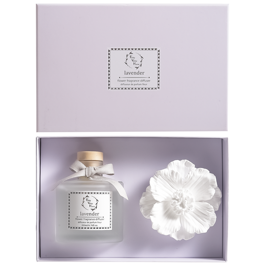 Pretty Valley Home Lavender Ceramic Flower Diffuser Gift Set – 200ml Handcrafted Home Fragrance for Relaxation & Gifting