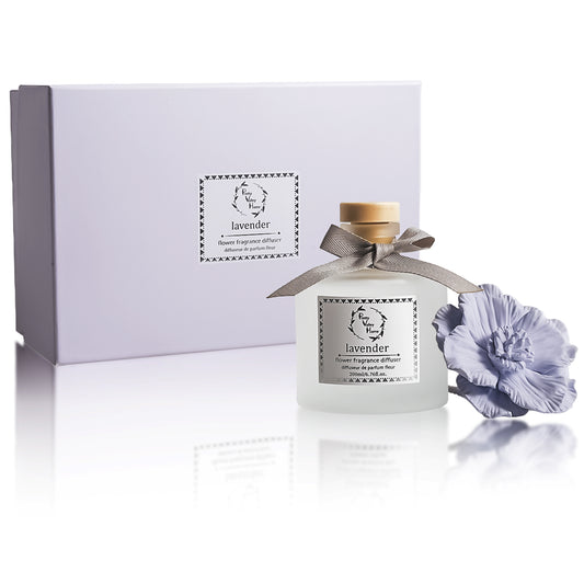 Pretty Valley Home Purple Ceramic Flower Diffuser Gift Set – Lavender Scent, 200ml Handmade Home Fragrance & Elegant Aromatherapy Gift