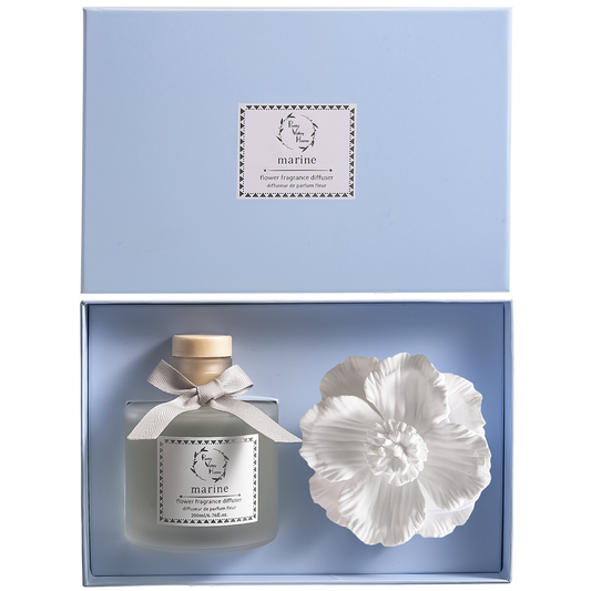 Pretty Valley Home Marine Ceramic Flower Diffuser Gift Set – 200ml Ocean Breeze Handcrafted Porcelain Bloom for Elegant Home Fragrance