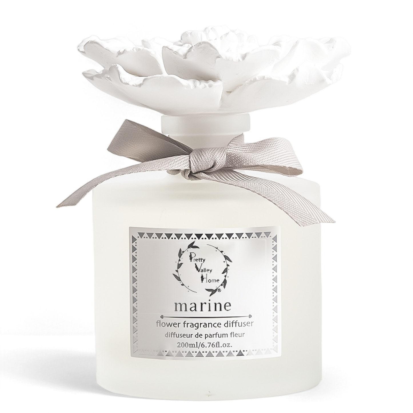 Pretty Valley Home Marine Ceramic Flower Diffuser Gift Set – 200ml Ocean Breeze Handcrafted Porcelain Bloom for Elegant Home Fragrance