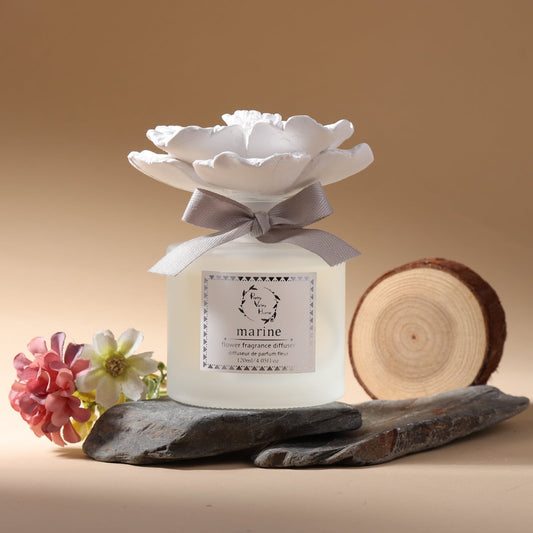 Pretty Valley Home Ceramic Marigold Flower Diffuser Set Marine - Ocean Breeze