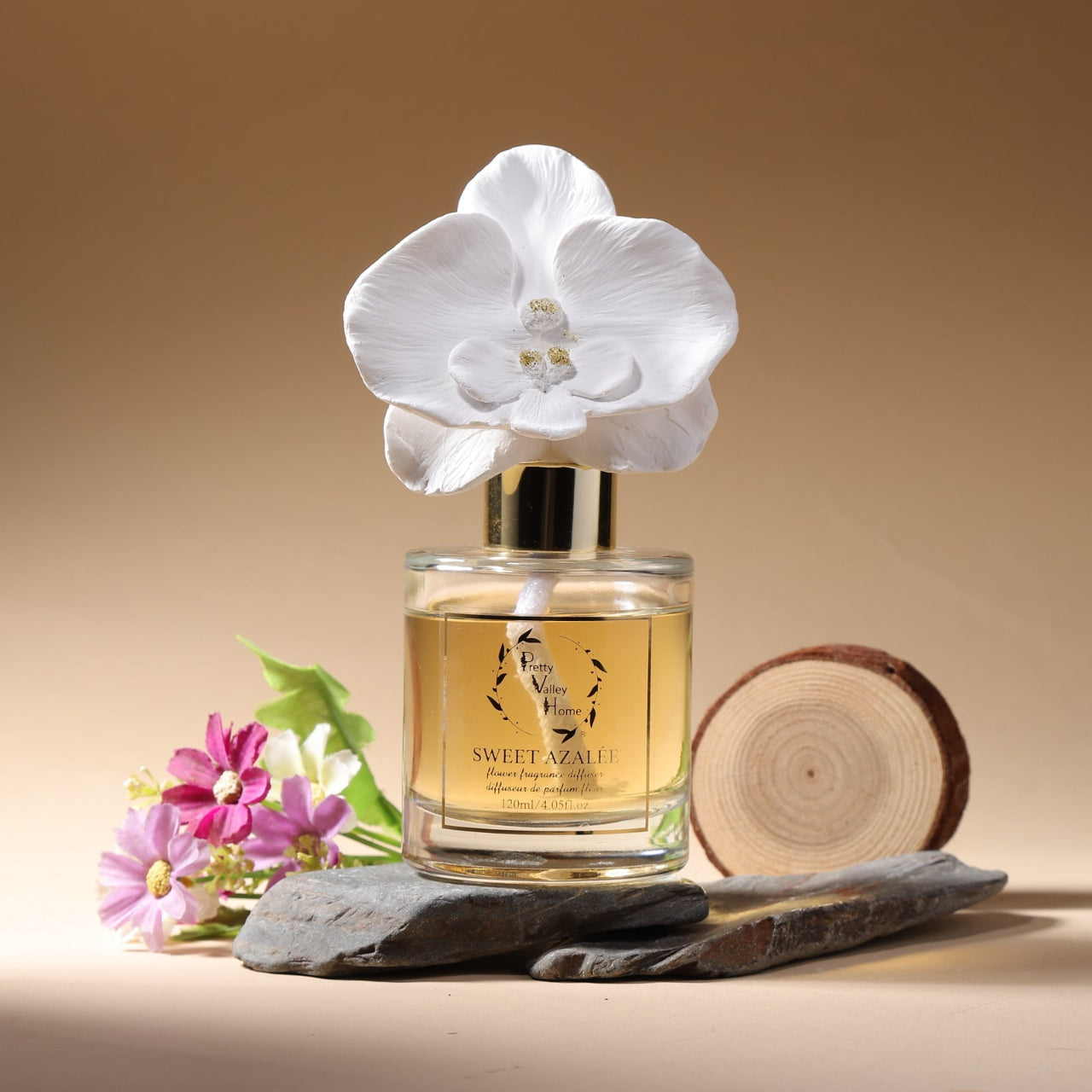 Pretty Valley Home Ceramic Orchid Flower Fragrance Diffuser Set - Sweet Azalee
