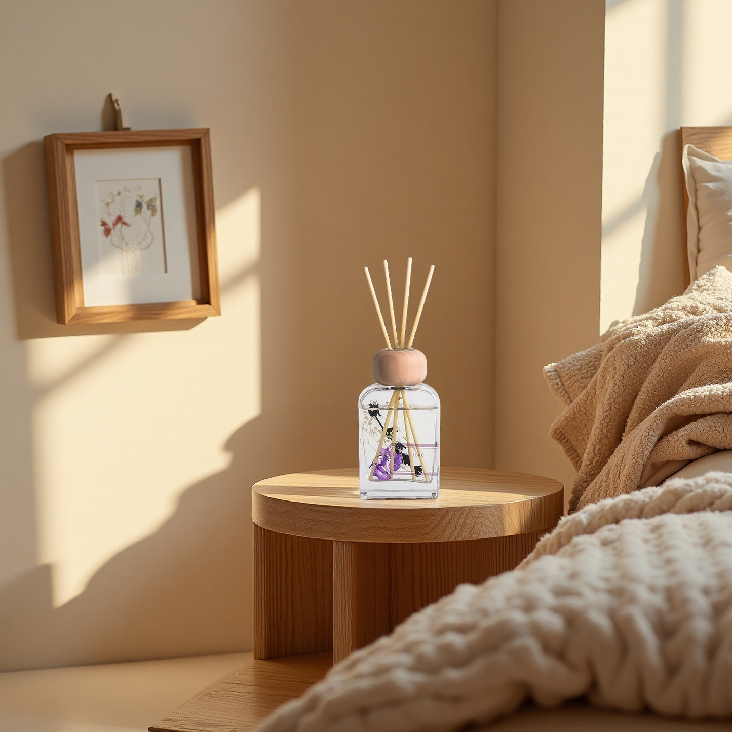 Pretty Valley Home Dusty Lilac Reed Diffuser Set, 3.4 fl oz – Luxurious Home Fragrance with Sticks | Oil Reed Diffuser for Bathroom Shelf & Bedroom Décor