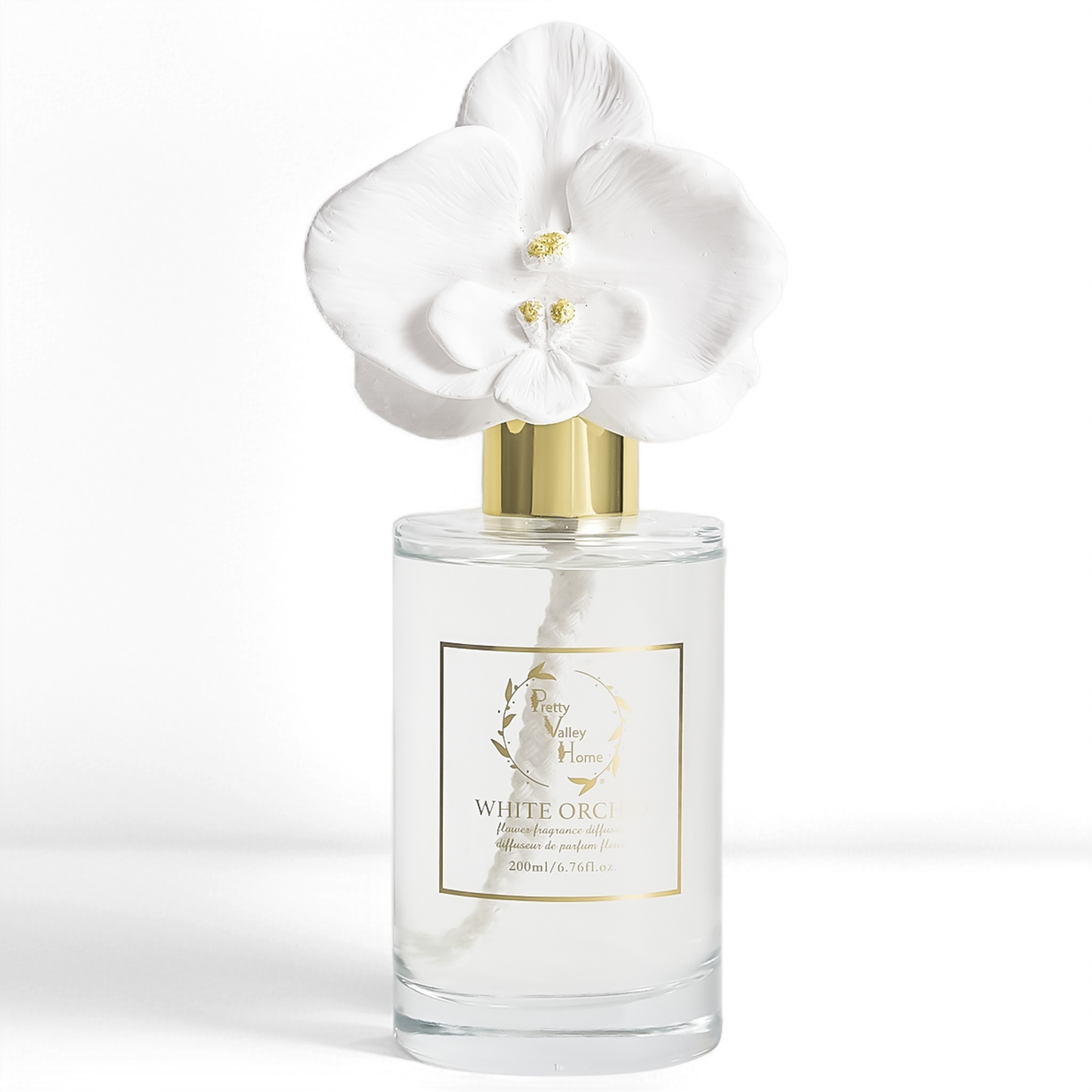 Pretty Valley Home White Orchid Ceramic Flower Reed Diffuser Gift Set – 200ml Handmade Home Fragrance, Elegant Ceramic Art & Perfect Gift for Her