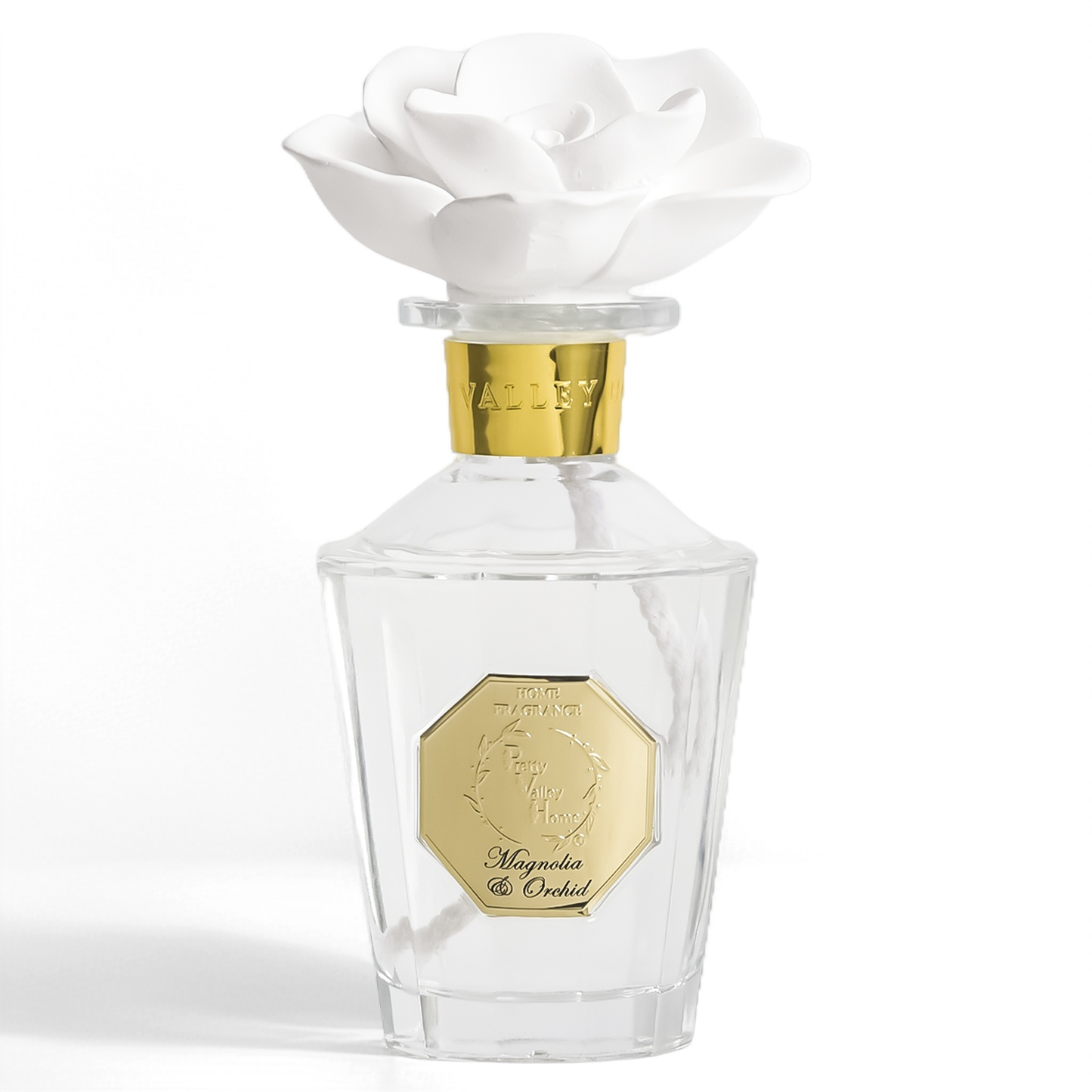 Pretty Valley Home Magnolia Orchid Ceramic Flower Reed Diffuser Gift Set – 200ml Handmade Home Fragrance, Elegant Ceramic Art & Perfect Gift for Her