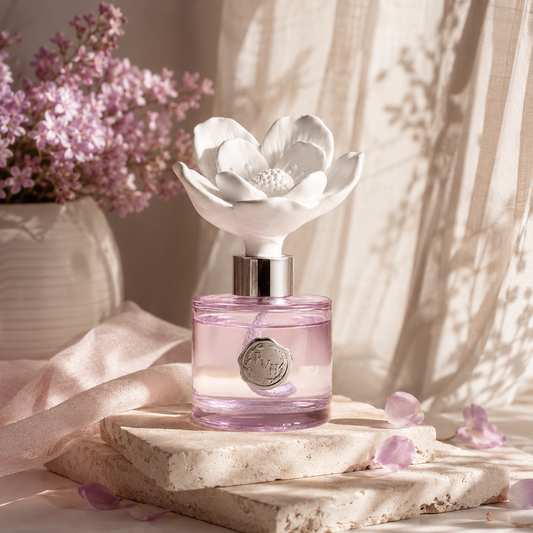 Pretty Valley Home Ceramic Flower Fragrance Diffuser Set - Elegant Peony