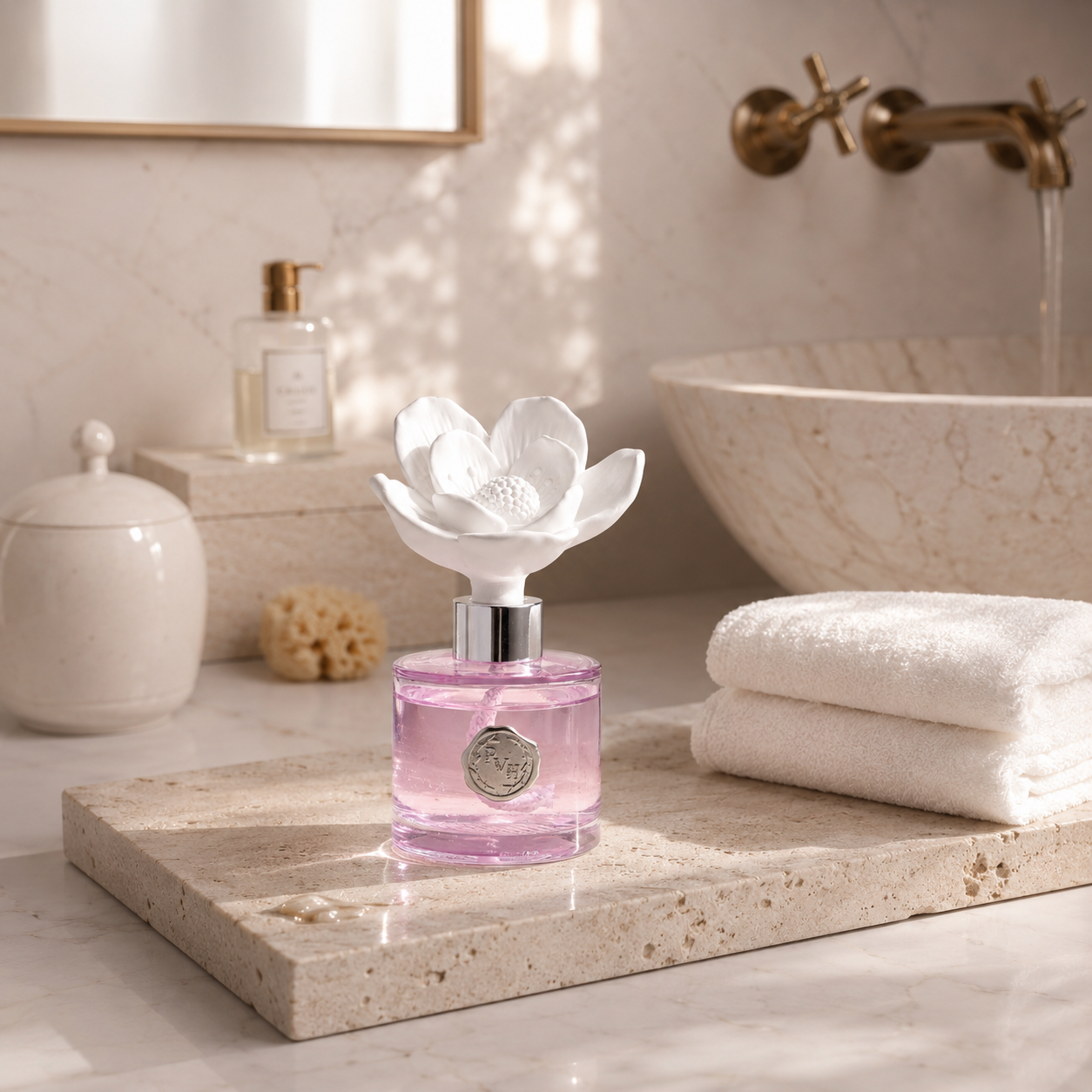 Pretty Valley Home Ceramic Flower Fragrance Diffuser Set - FLEUR DE LYS