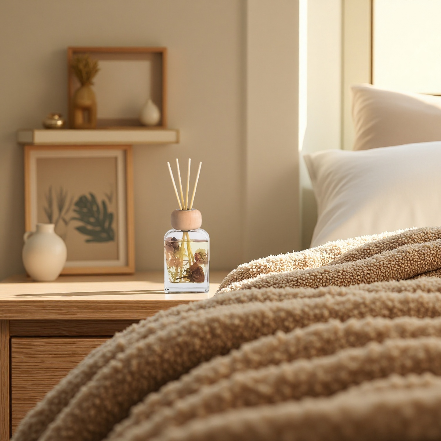 Pretty Valley Home Peony & Roses Reed Diffuser Set, 3.4 fl oz – Luxury Home Fragrance with Sticks  Scented Oil Reed Diffuser for Bathroom & Shelf Décor