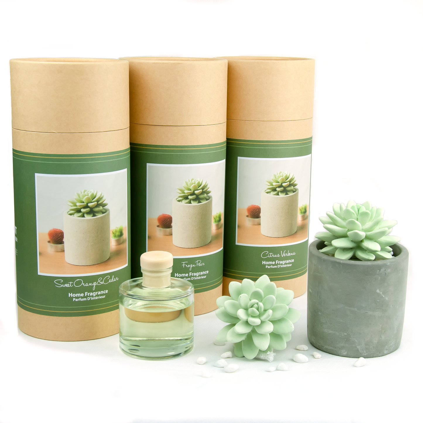 Pretty Valley Home Succulent Diffuser Ceramic Planter Set - Sweet Orange Cedar