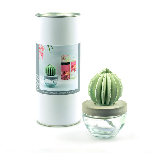 Pretty Valley Home Barrel Cactus Ceramic Flower Fragrance Diffuser Combo Sweet Orange Cedar 200ml