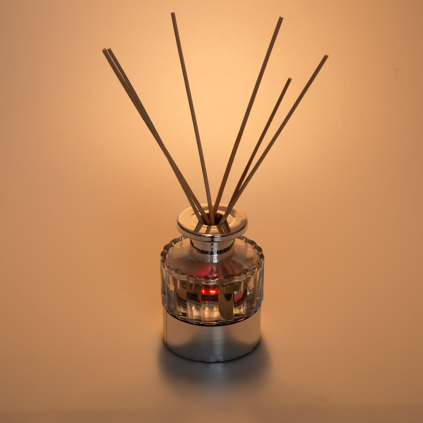 Pretty Valley Home LED Lighted Clear Round Glass Reed Fragrance Diffuser Rose 110ml