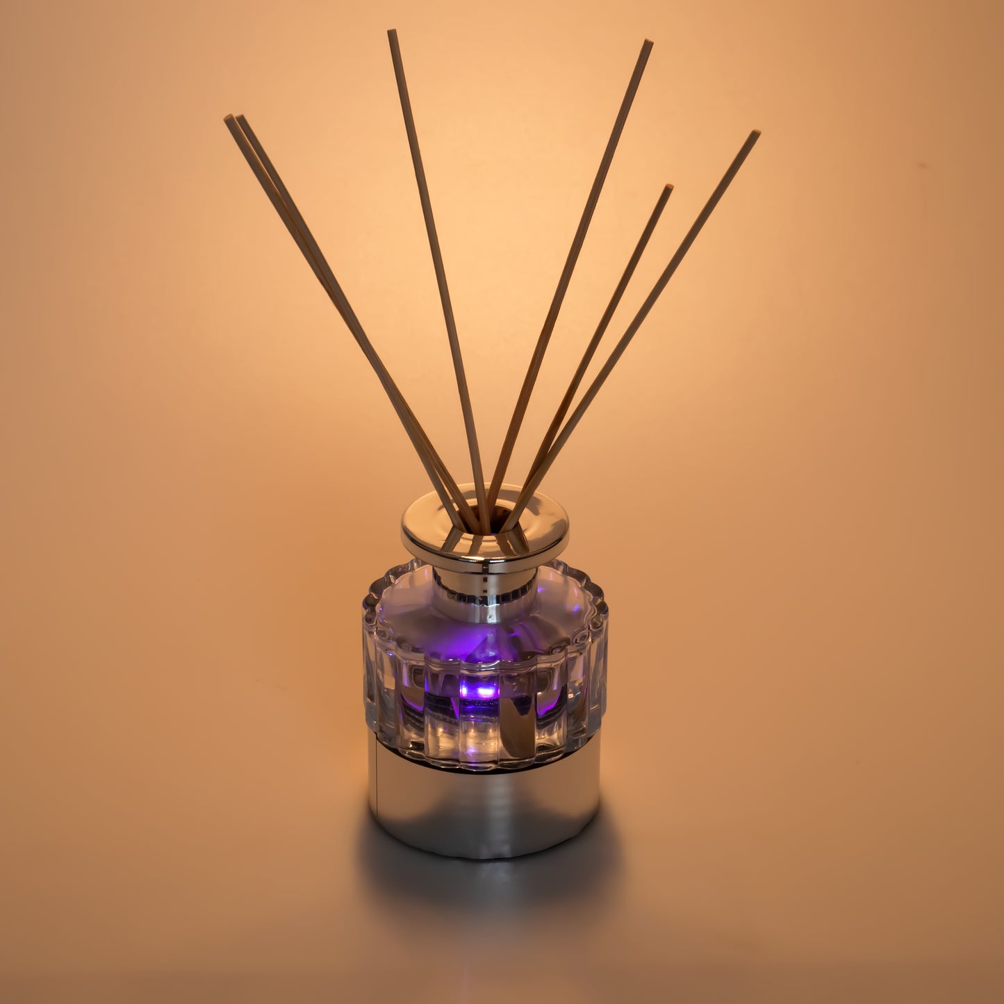 Pretty Valley Home LED Lighted Clear Round Glass Reed Fragrance Diffuser Rose 110ml
