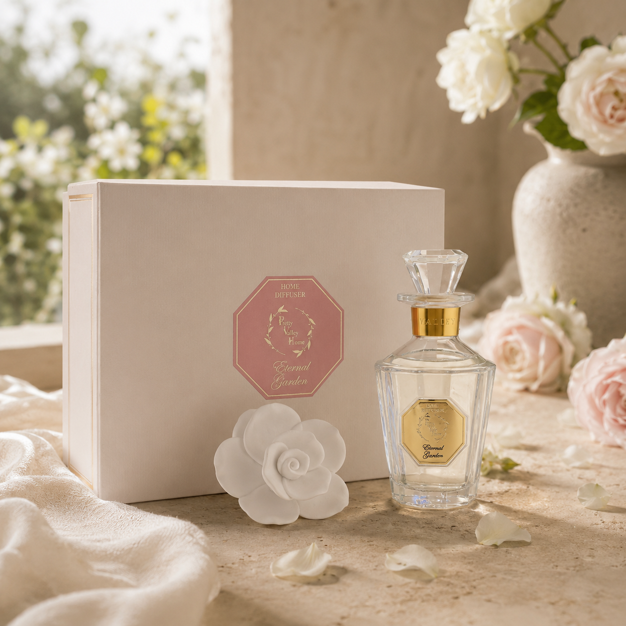 Pretty Valley Home Vintage Rose Ceramic Diffuser - Ethernal Garden