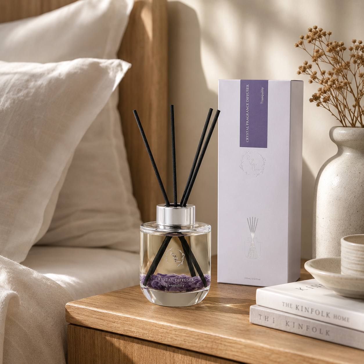 Pretty Valley Home Crystal Reed Diffuser - Tranquility Amethyst Stones