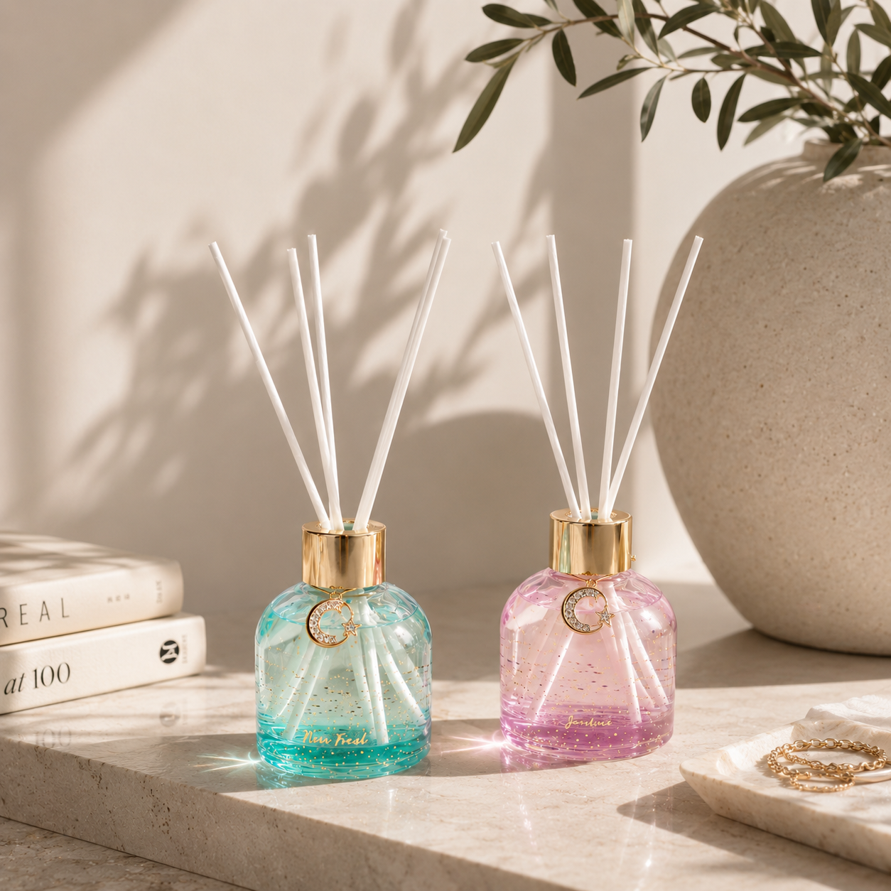 Pretty Valley Home Reed Fragrance Diffuser Set Jasmine Rain Forest Combo