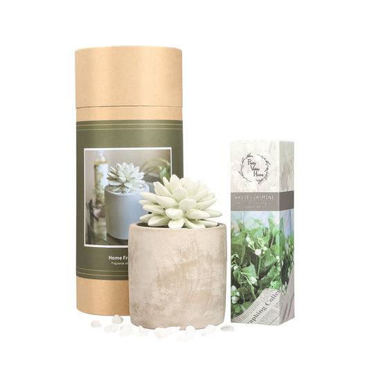 Pretty Valley Home Succulent Planter Diffuser Gift Set Combo White Jasmine 200ml