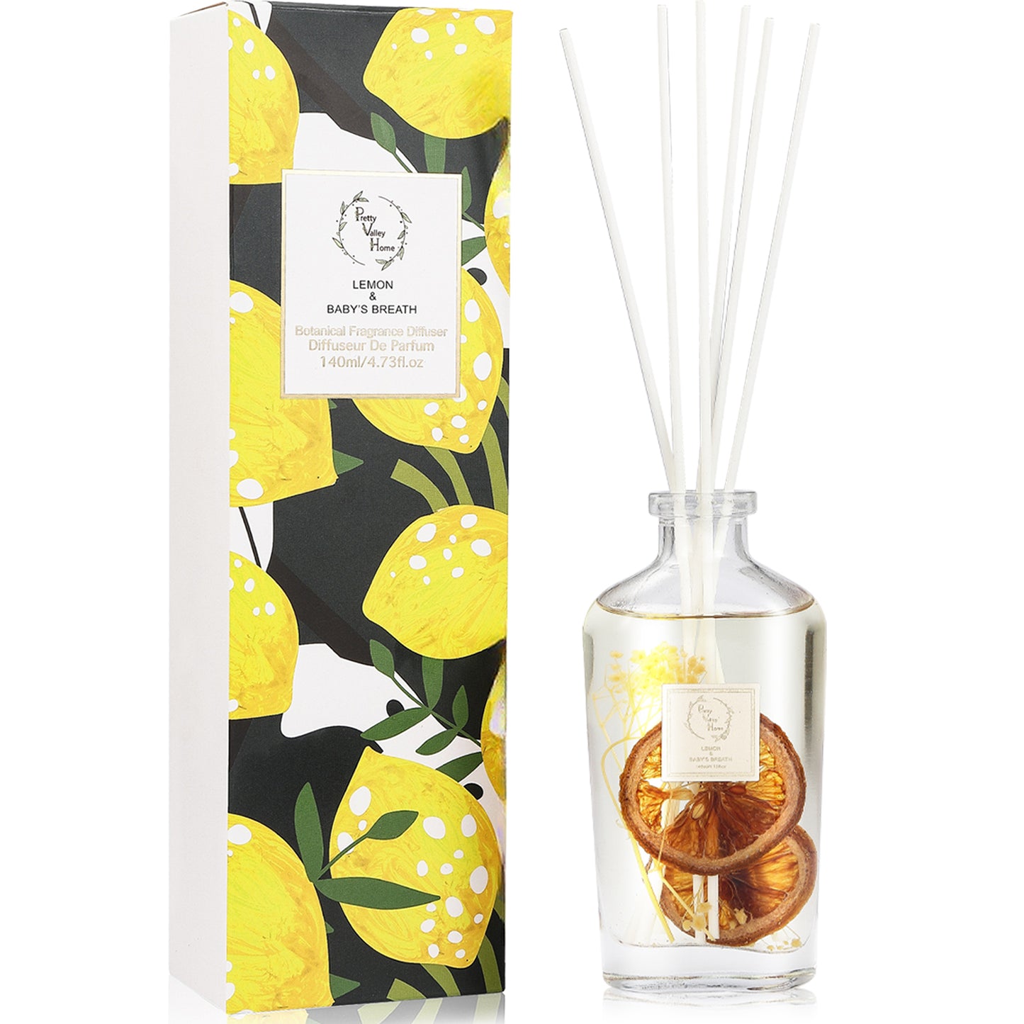 Botanical Reed Diffuser Sets for Office Bathroom Room Decor - 140ml (4.7 oz )