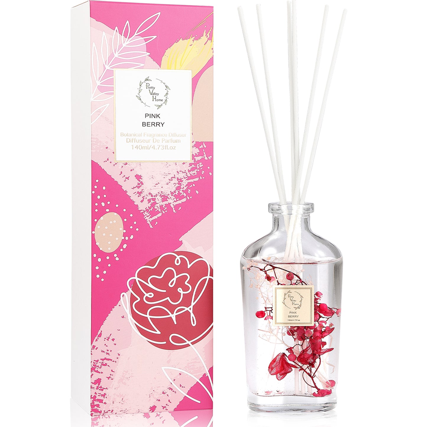 Botanical Reed Diffuser Sets for Office Bathroom Room Decor - 140ml (4.7 oz )