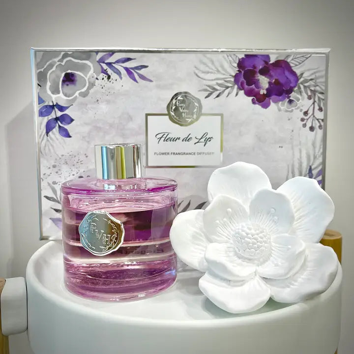 Pretty Valley Home Ceramic Flower Fragrance Diffuser Set - FLEUR DE LYS