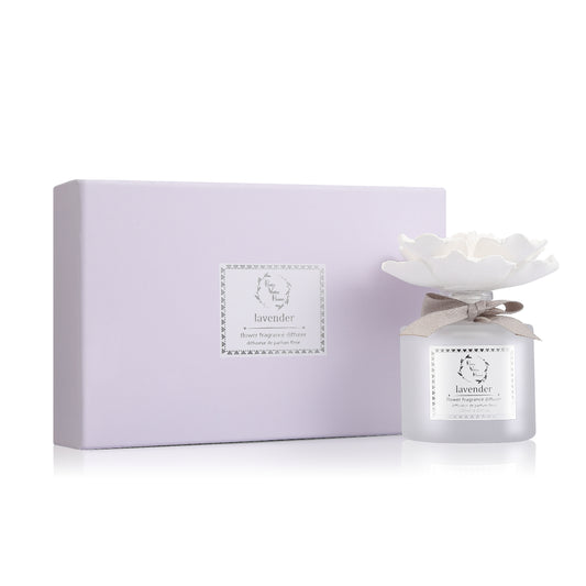 Pretty Valley Home Ceramic Gypsum Flower Diffuser Set Home Fragrance Gift Box Wild Lavender