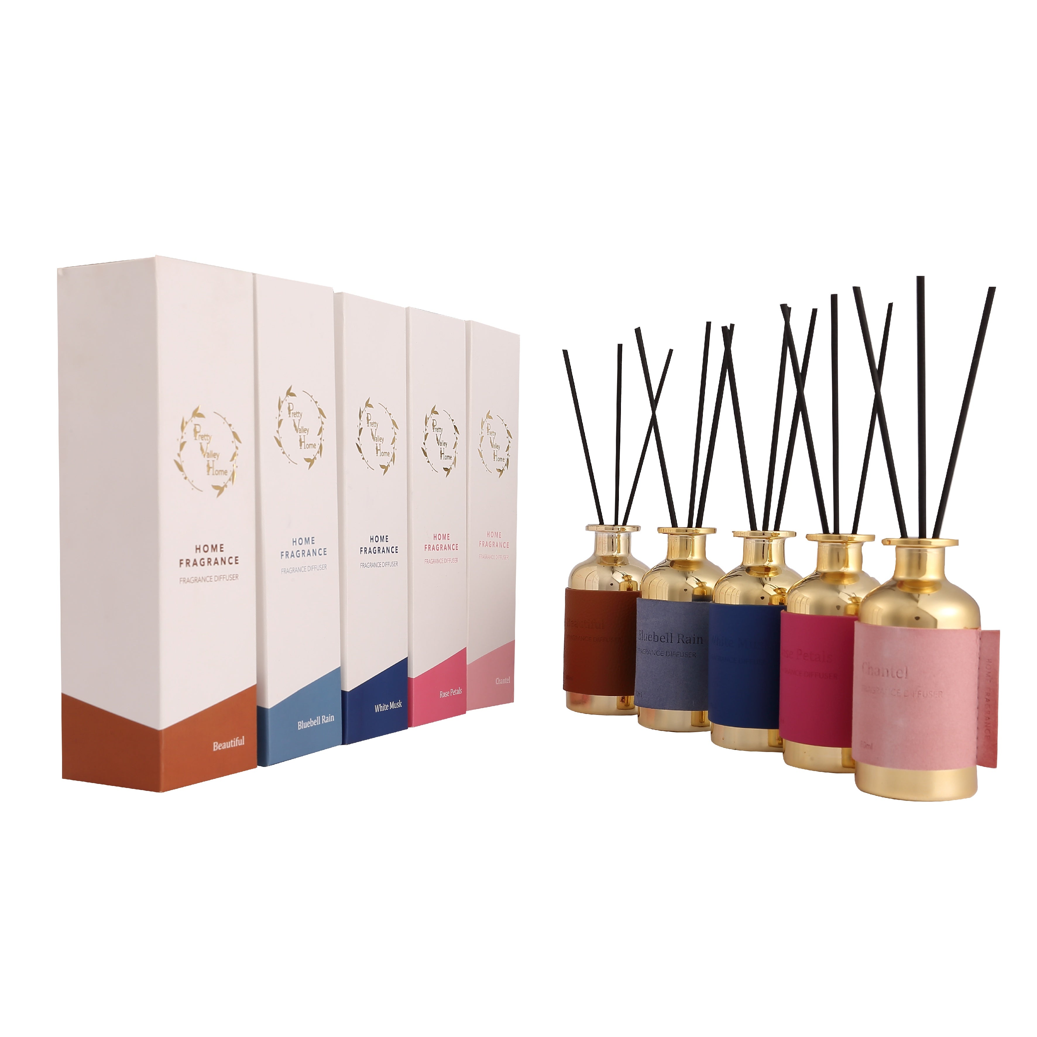 Pretty Valley Home Special Gold Leather Reed Diffuser - 80ml ...