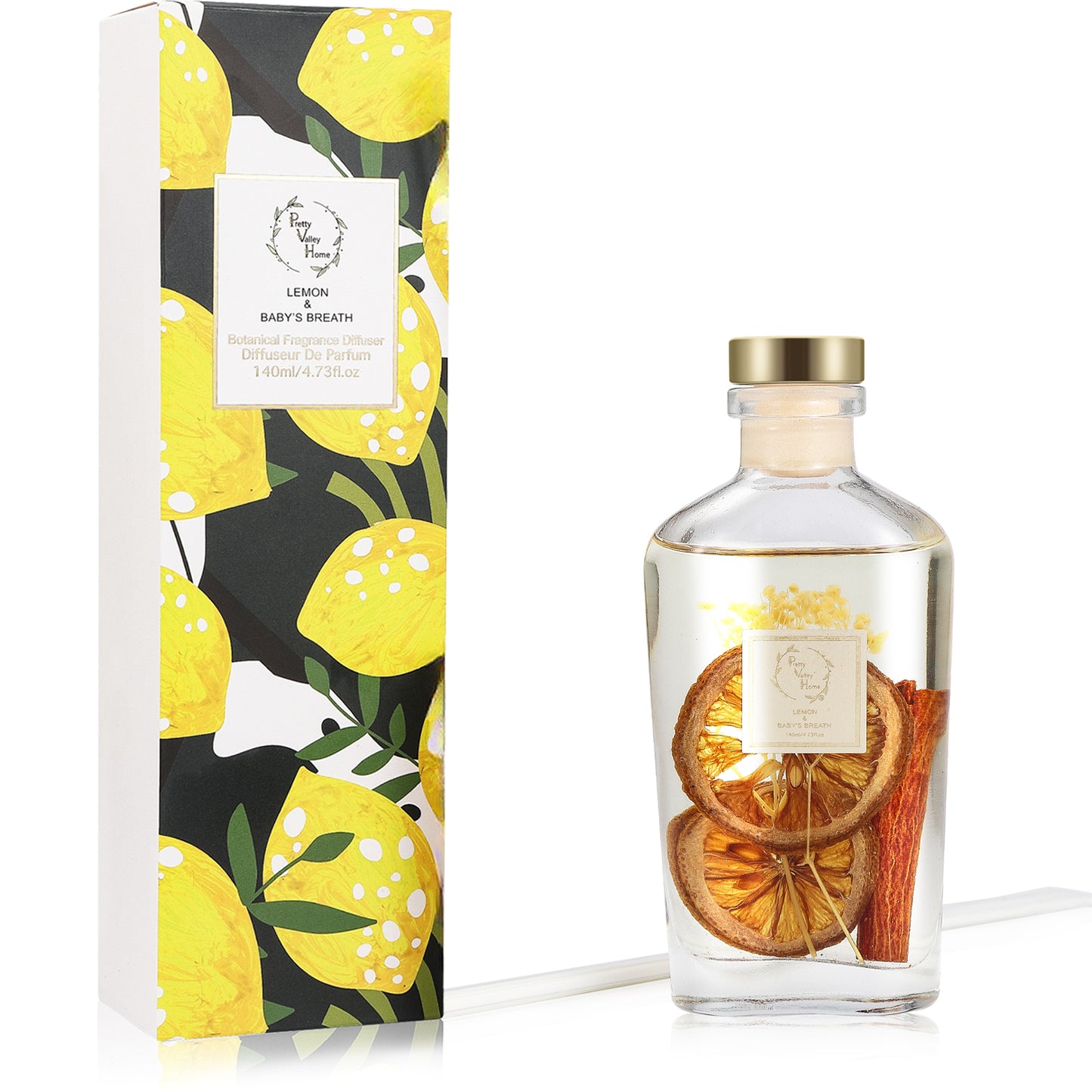 Botanical Reed Diffuser Sets for Office Bathroom Room Decor - 140ml (4.7 oz )