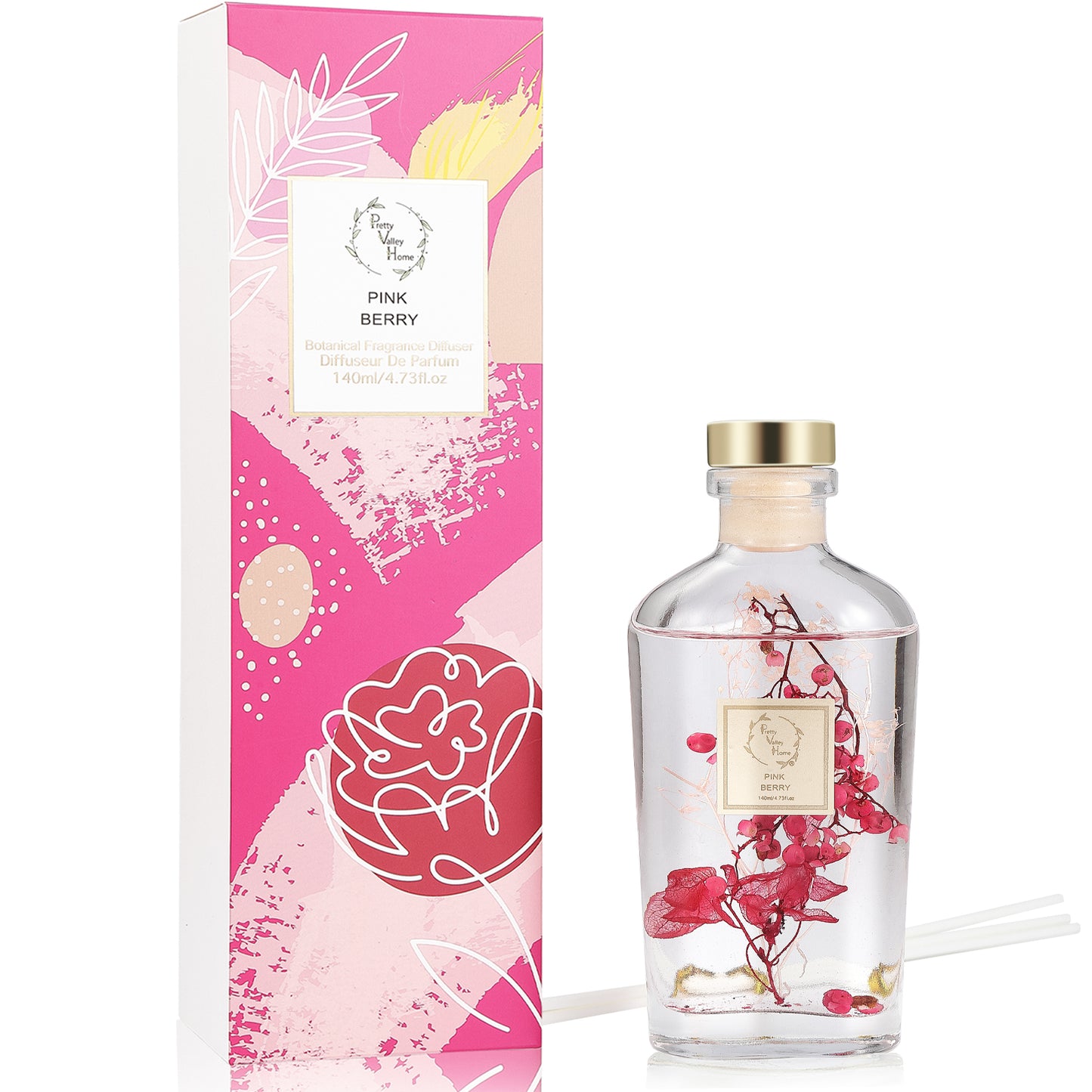 Botanical Reed Diffuser Sets for Office Bathroom Room Decor - 140ml (4.7 oz )