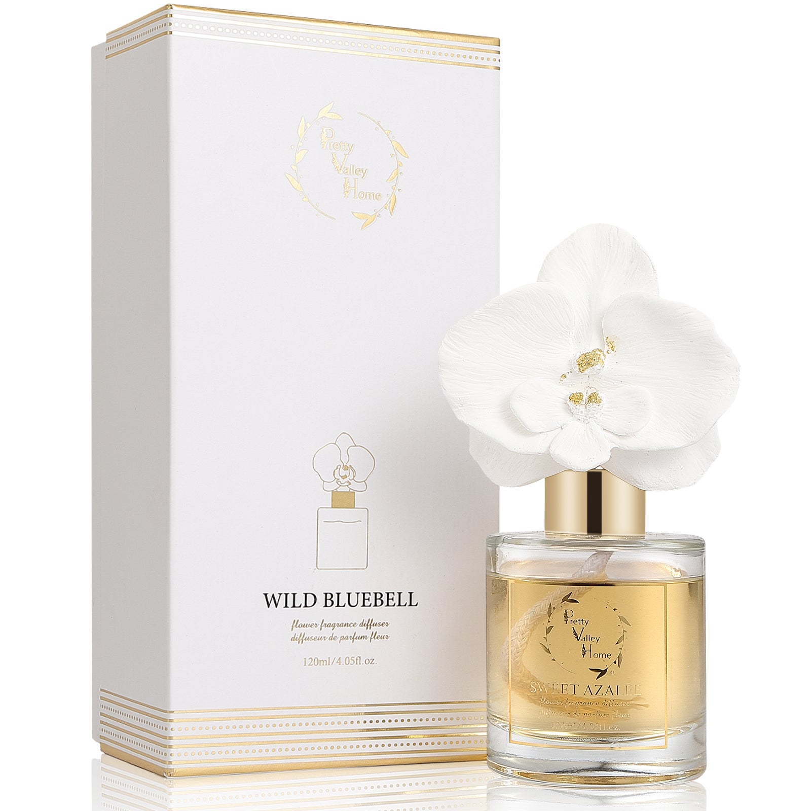 Ceramic Orchid Flower Fragrance Diffuser Set Wild Bluebell 1439