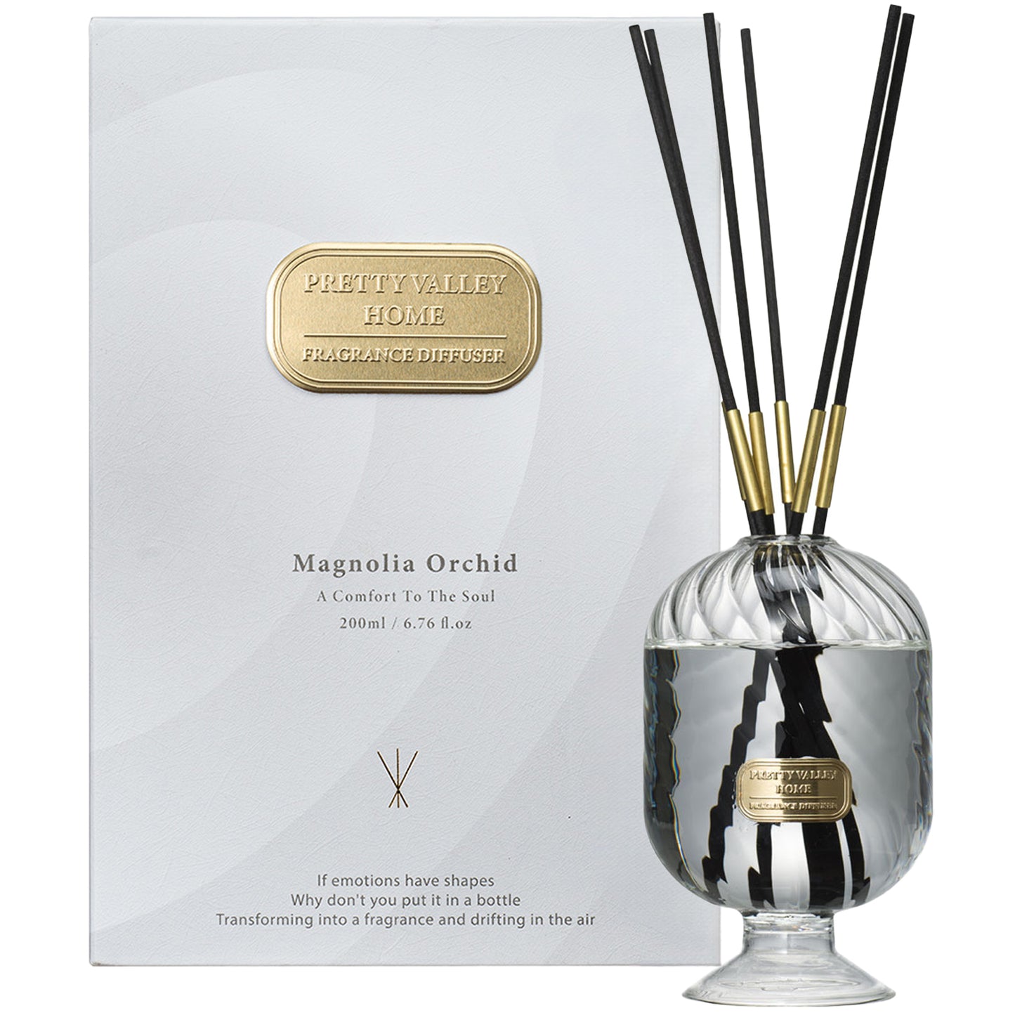 Crystal Glass Reed Diffuser Sets 200ml / 6.76 Fl Oz - Home & Gifts for Office Bathroom Room Decor